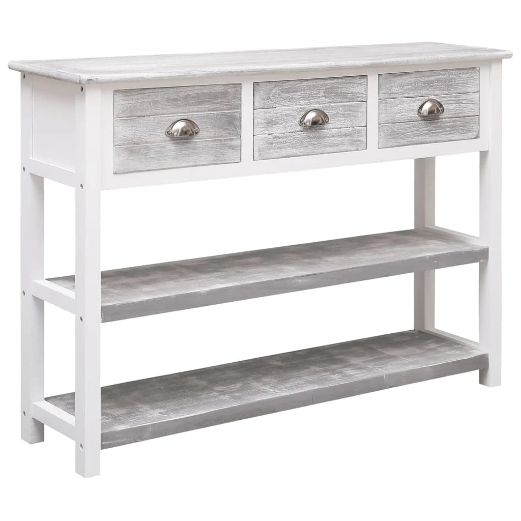 Buffet credenza cassettiera armadio mobile contenitore organizer cucina soggiorno stile antico 108 x 30 x 76 cm legno massello di Paulownia grigio 02_0031812