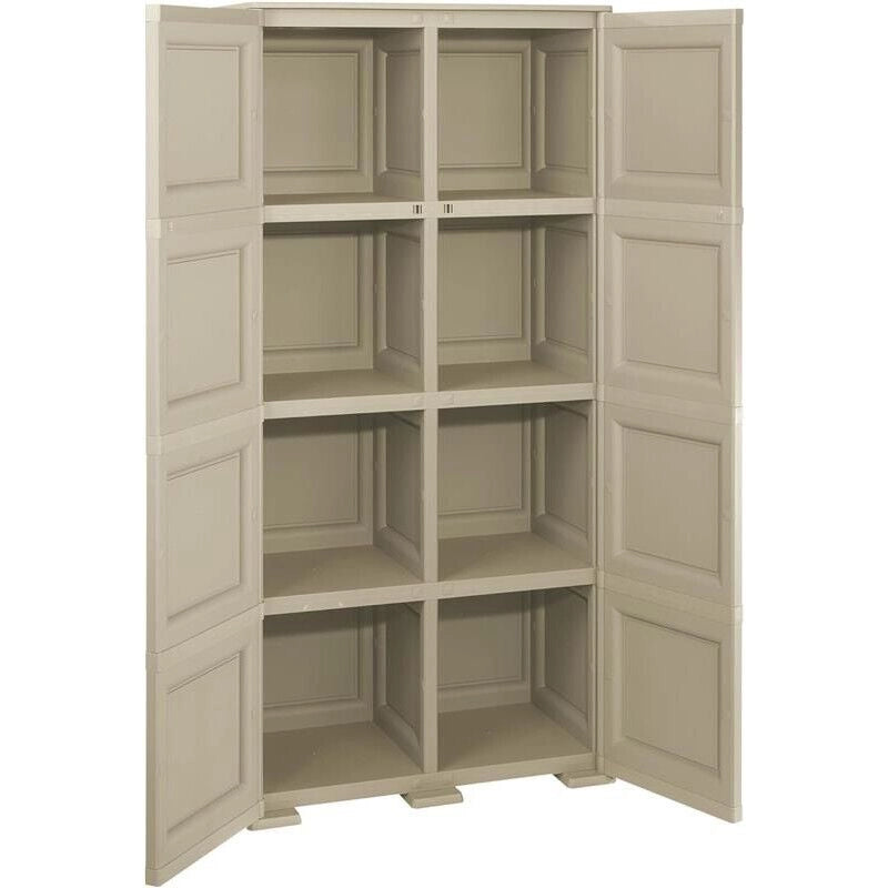 ARMADIO 2 ANTE TAUPE 79X43X164 CM CON 8 SCOMPARTI – MOBILE ALTO ORGANIZZAZIONE CASA PER INGRESSO, LAVANDERIA E ZONA GIORNO