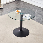 TAVOLO BAR Rotondo 85 cm in Vetro Trasparente e Metallo Nero