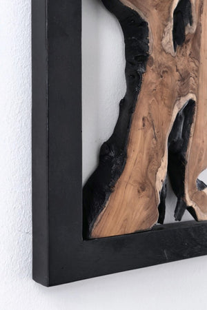 Decorazione Parete in Teak Nero Industriale da Interno 100x60 - MIA