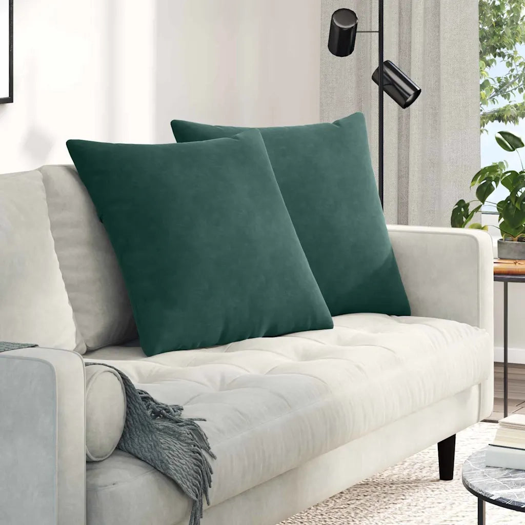 Cuscini da Divano 2 pz-Set di 2 Cuscini per Sofa Verde Scuro 80 x 80 cm Tessuto in Cords 748455