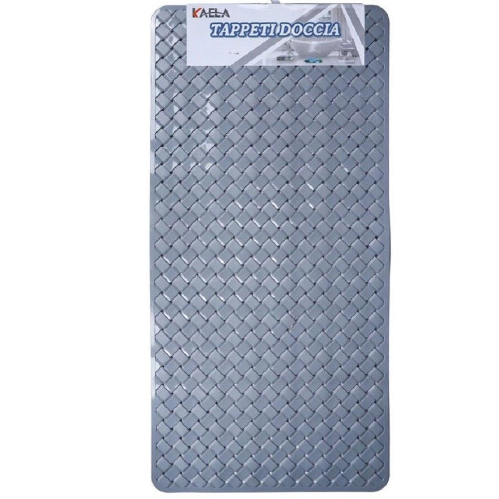 Trade Shop - Tappeto Antiscivolo Rettangolo Intrecciato Grigio Per Bagno Doccia 38x77cm 87888 -