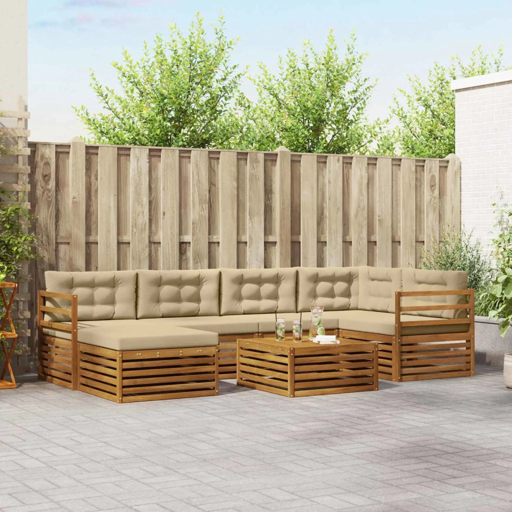 Set di divani da esterno con cuscino 7 pcs Naturale e Beige