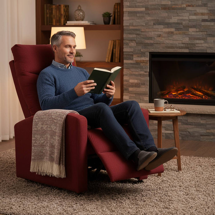 Marvin Poltrona Relax Reclinabile Manuale con Poggiapiedi Solena, Schienale Regolabile Seduta Ergonomica in Tes Bordeaux