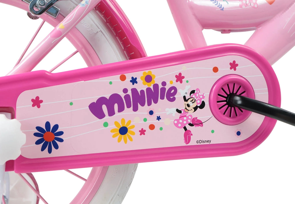 Bicicletta per Bambine 16" Disney Minnie Freni Caliper e Stabilizzatori in Acciaio Hi-Ten Rosa