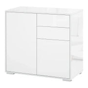 Mobiletto 2 Cassetti e 2 Ante, Apertura a Pressione, Mobile con 2 Cassetti e 2 Ante per Casa e Ufficio, 79x36x74cm, Bianco Opaco