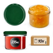 Barattoli di vetro KADAX Tartu 235 ml 10 pezzi 82 mm + coperchi verdi