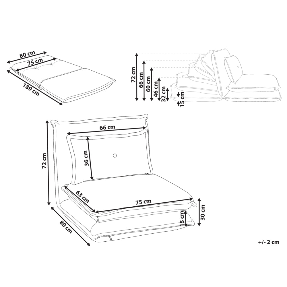 Divano letto marrone Poltrona da pavimento Rivestimento in tessuto Letto singolo pieghevole con cuscino Design moderno Camera dei bambini Soggiorno
