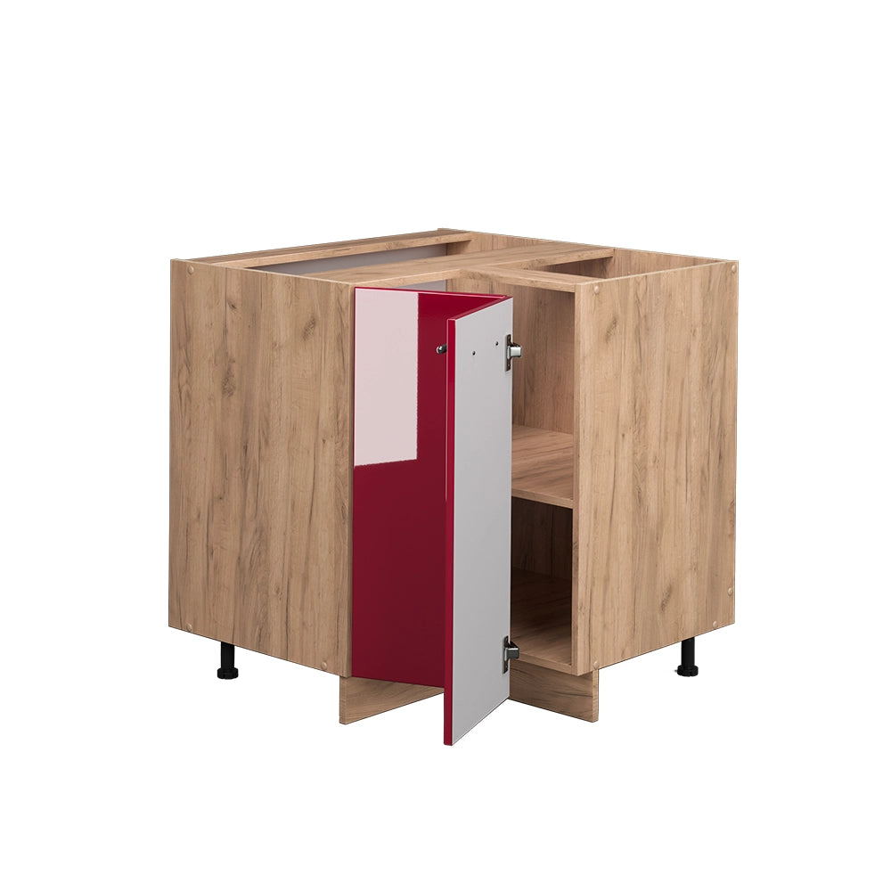 Mobile ad angolo cucina Fame-Line Bordeaux lucido/Rovere dorato 80.5 cm, PL Marmo Vicco