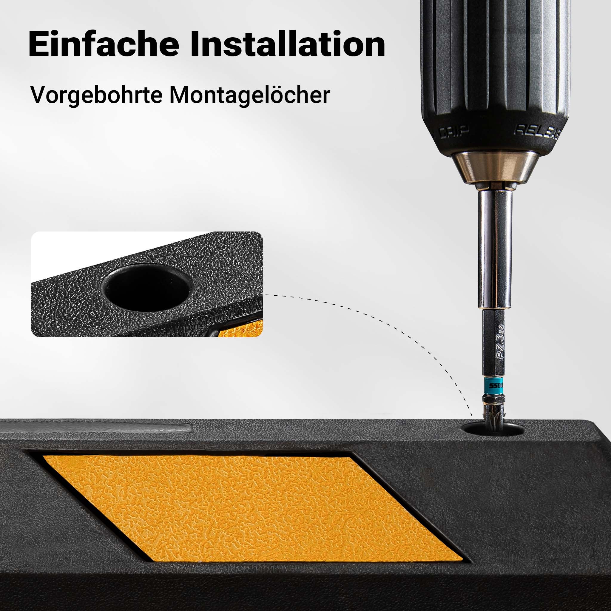 Delimitatore di parcheggio, 2 battiruota in gomma 1200x150x100mm con fasce rifrangenti, Fermaruota