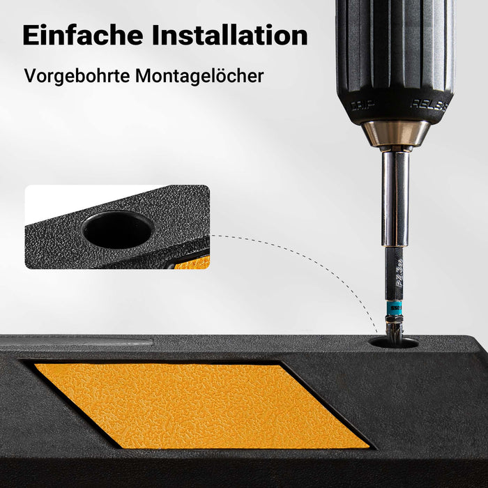 Delimitatore di parcheggio, 2 battiruota in gomma 1200x150x100mm con fasce rifrangenti, Fermaruota