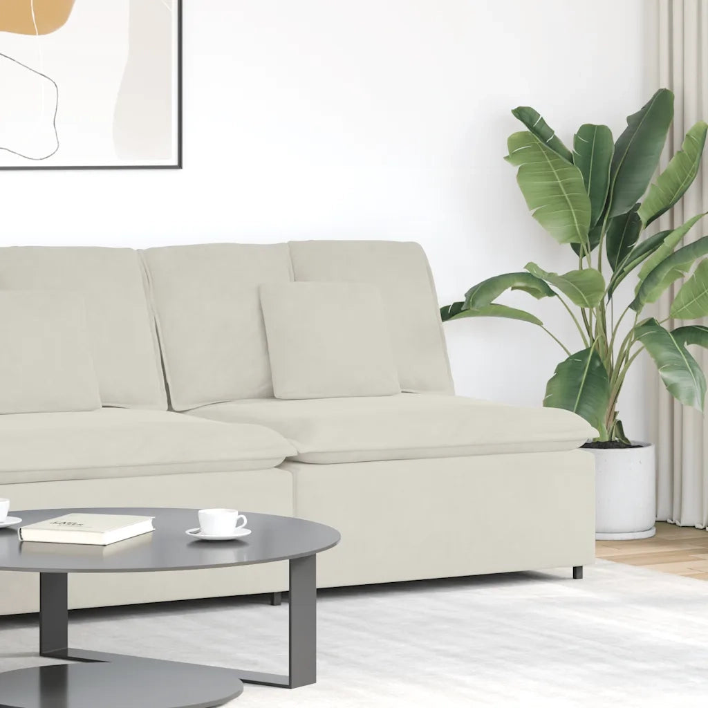 Modulo Centrale Divano Modulare con Cuscini Crema 100 cm 407396
