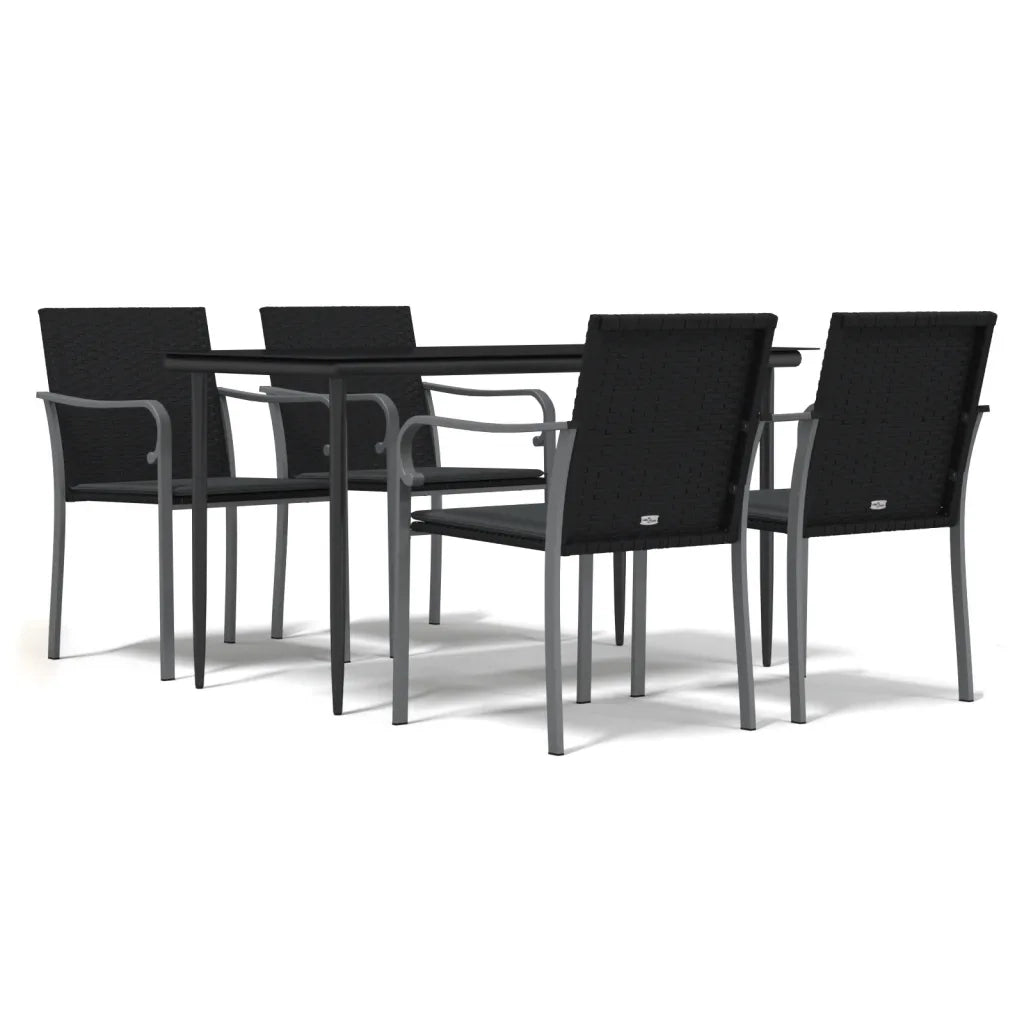 Set Pranzo da Giardino 5pz con Cuscini in Polyrattan e Acciaio 3186943