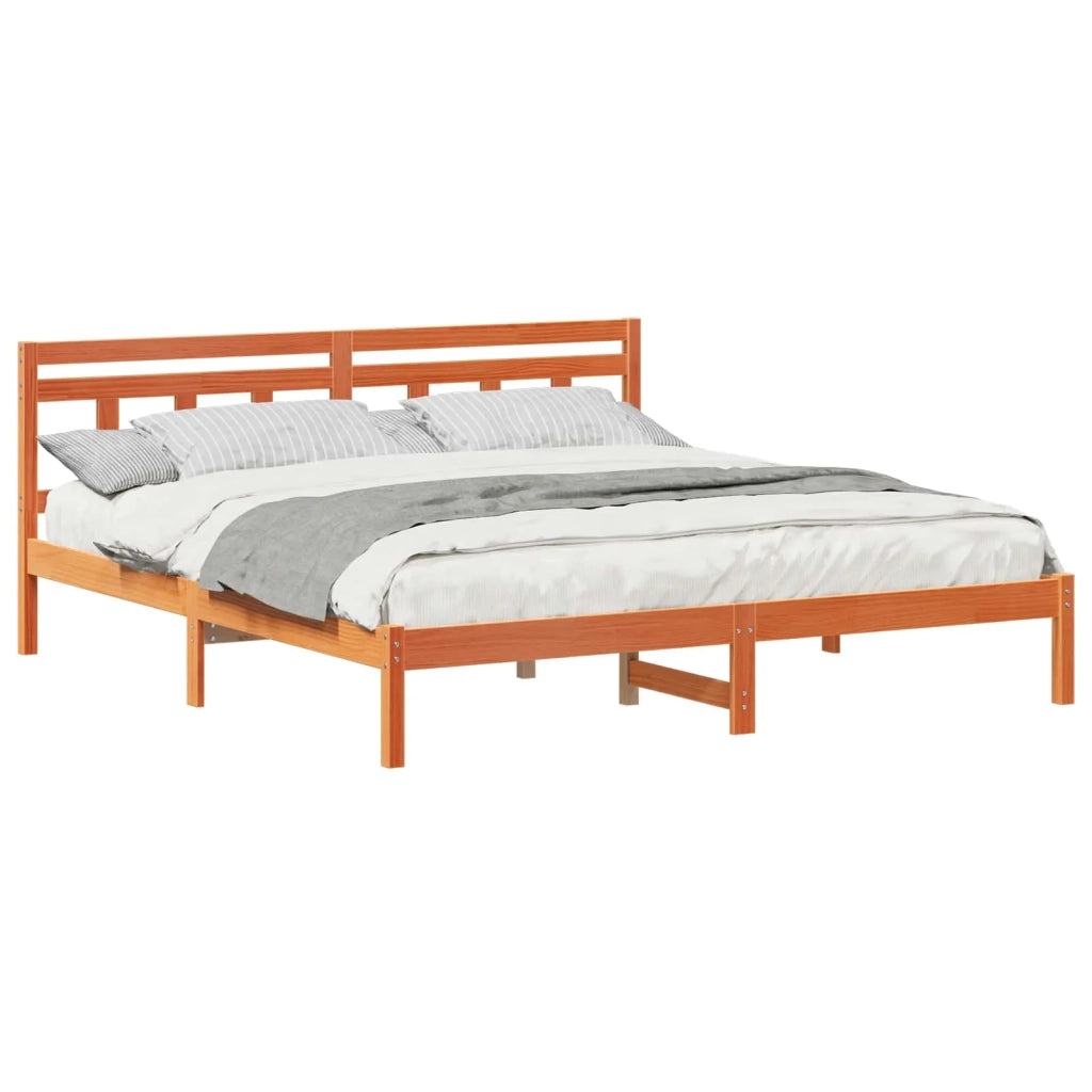 Struttura del letto con testiera Marrone Legno di pino 872364