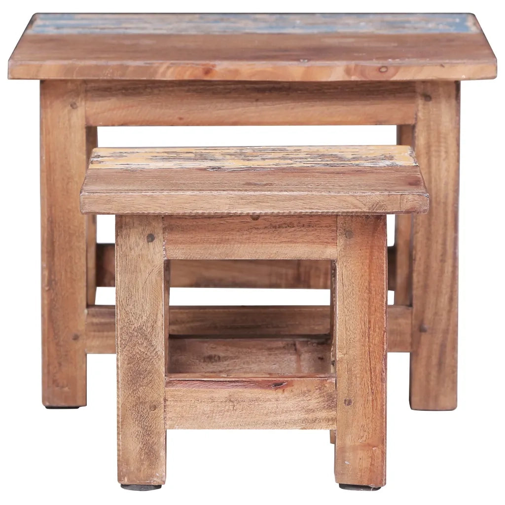 Tavolini Impilabili 2 pz in Legno Massello di Mogano 283922