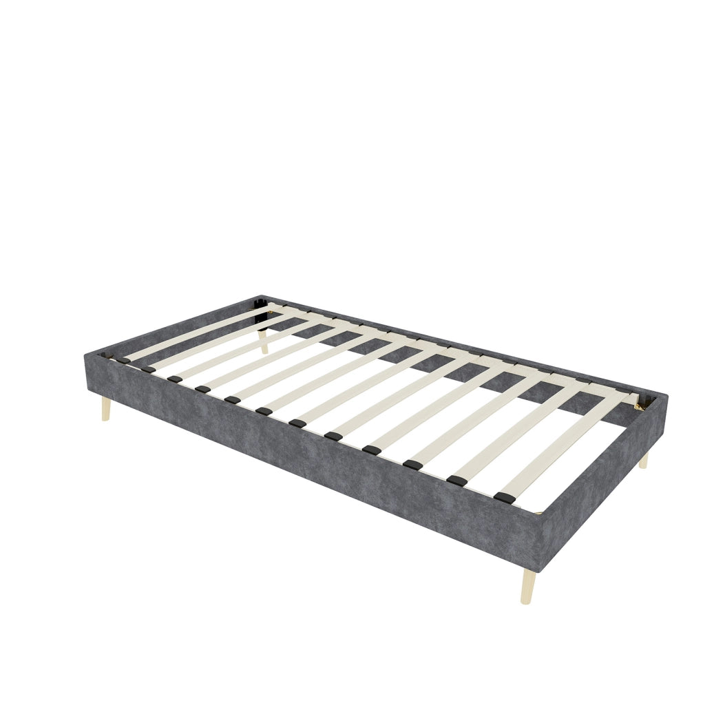 LETTO 90x200 cm Grigio in Tessuto e Metallo, Design Senza Testiera