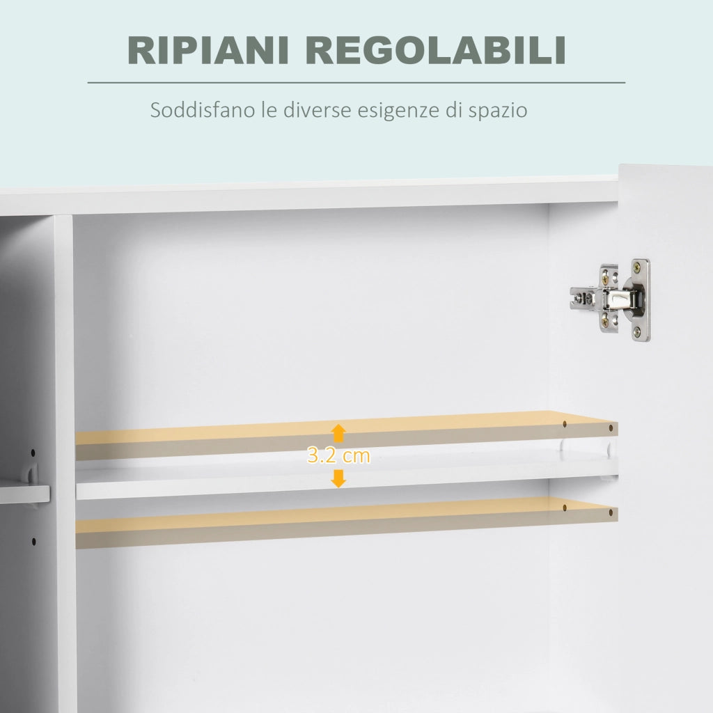 Armadietto Specchio da Bagno con Luce LED ¨C zephmum ¨C Bianco, 90x15x65 cm