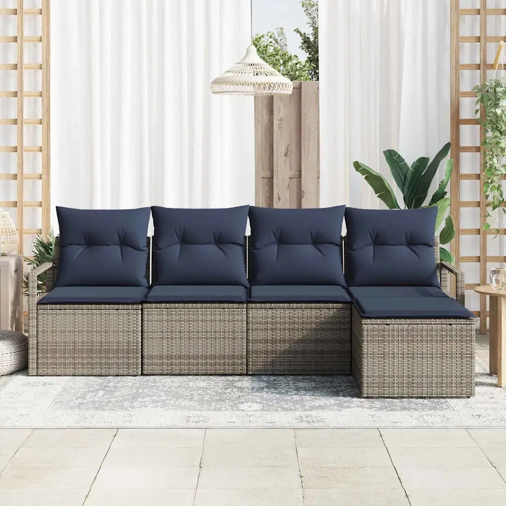 Set di divani 5 pcs Grigio polyrattan