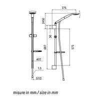 Saliscendi Doccia Anticalcare Monogetto, Flessibile e Portasapone - Serie Bari