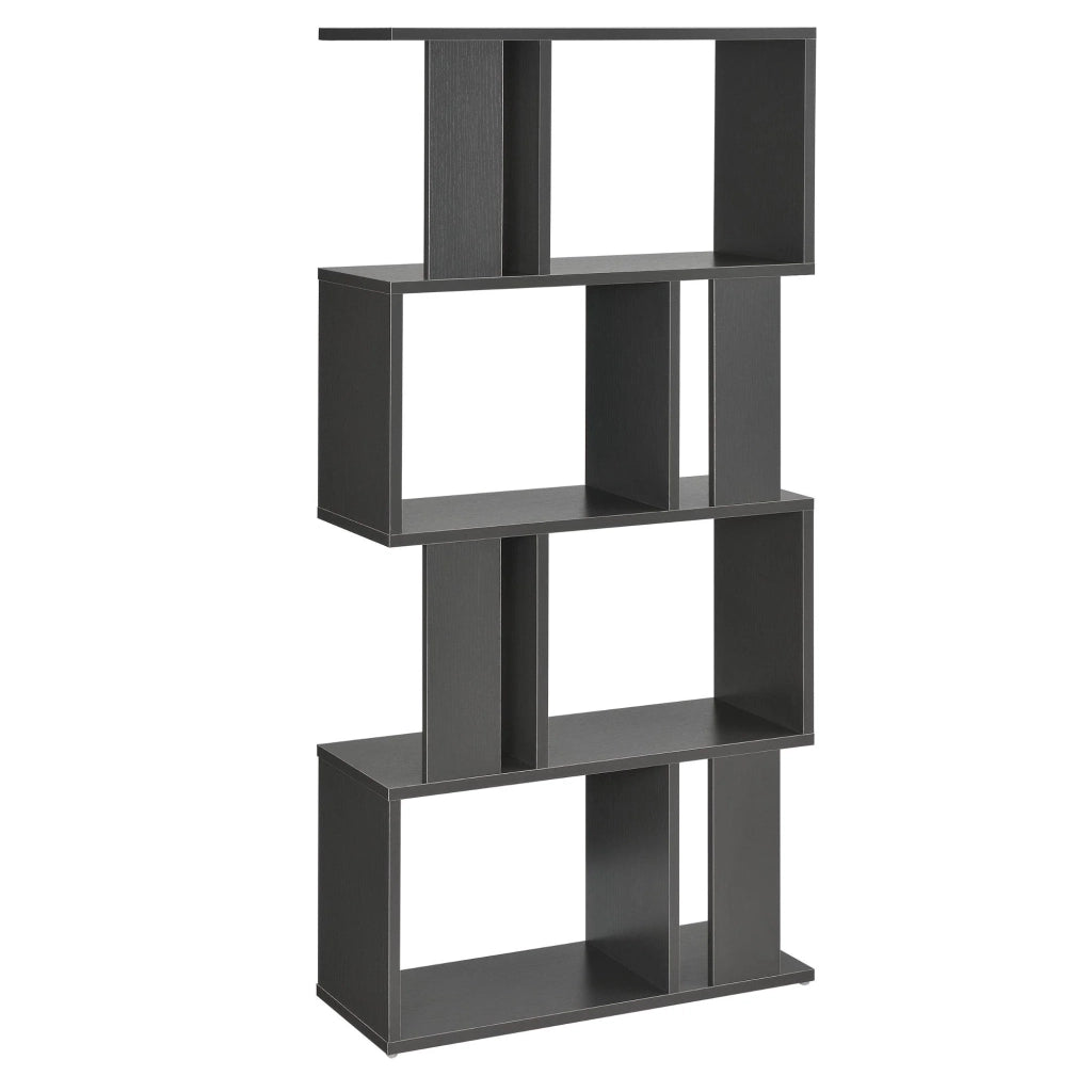 Libreria per soggiorno mobile contenitore con più ripiani MDF rivestito in melaminico 130 cm grigio scuro 03_0001074