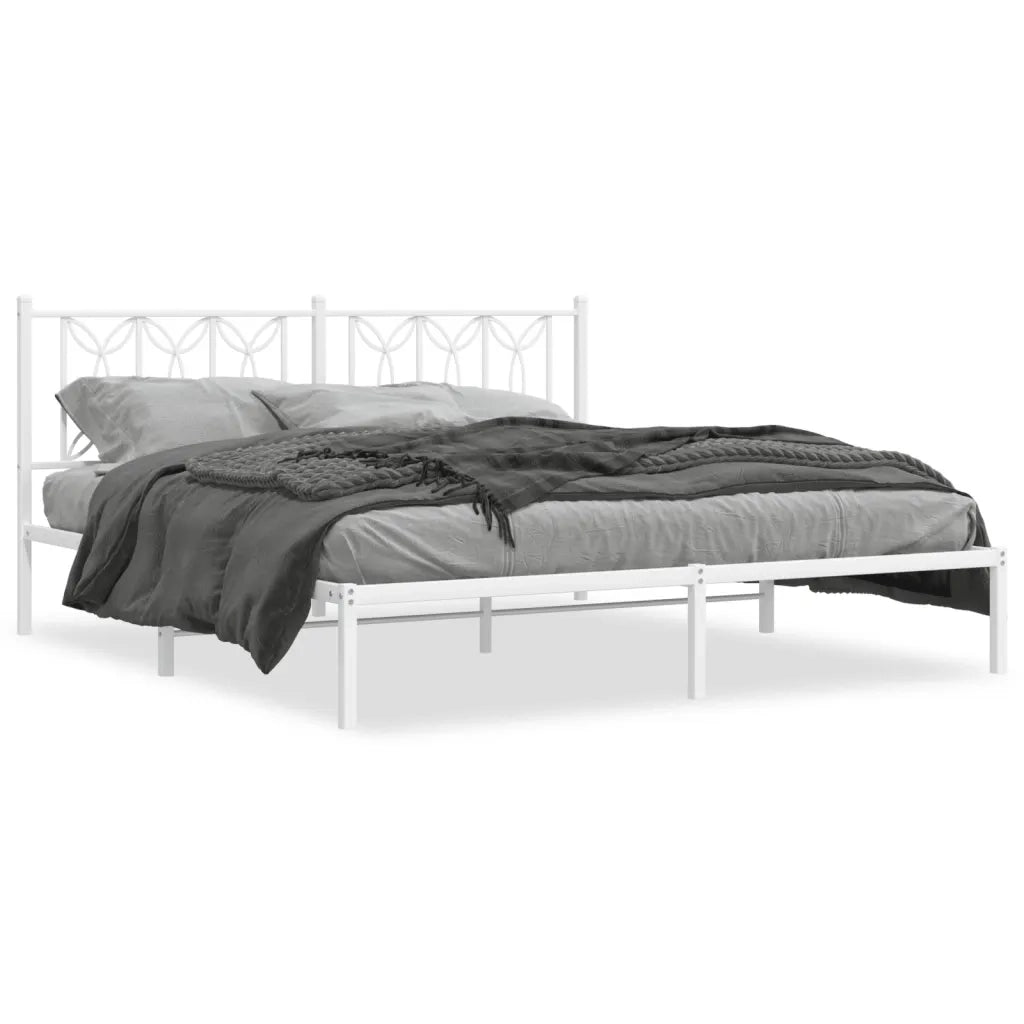 Giroletto con Testiera-Struttura Letto con testiera Metallo Bianco 183x213 cm 486959