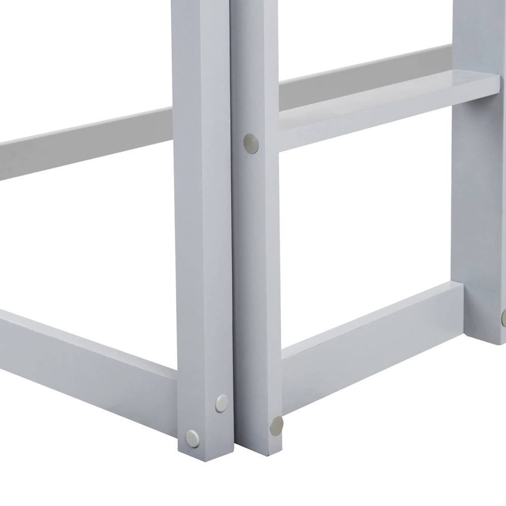 Letto a mezza altezza con rete a doghe 90 x 200 cm Struttura per bambini in legno di pino grigio