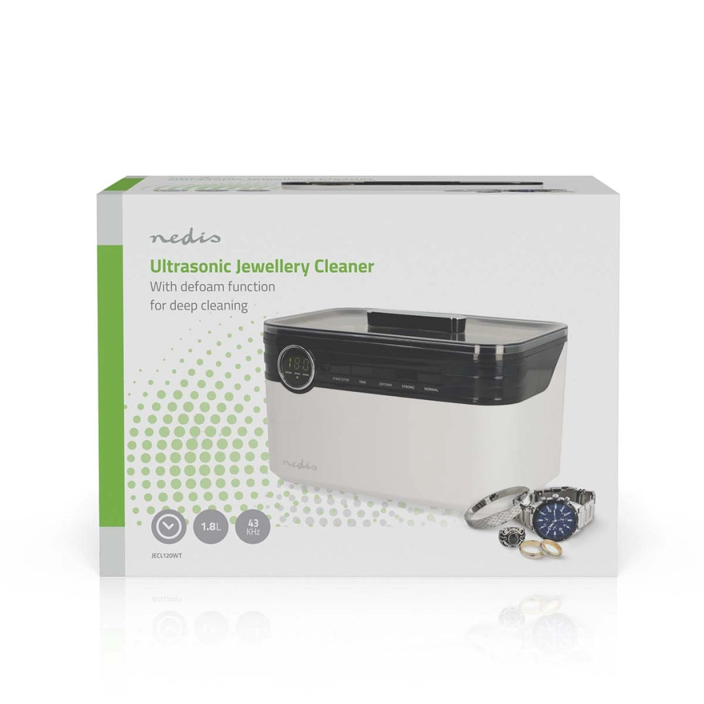 Pulitore Gioielli 1800 ml LED a ultrasuoni con Timer Bianco Nedis