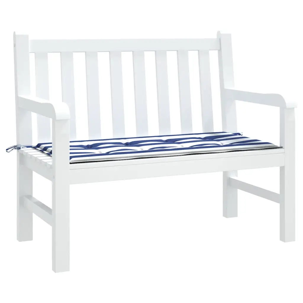 Cuscino Panca Giardino Bianco e Blu 100x50x3 cm Tessuto Oxford 361113