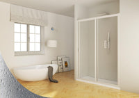 Porta Doccia 130 cm 1 Anta Scorrevole in Acrilico H185 cm Dorini Bianco