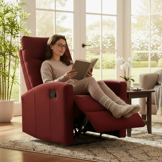 Marvin Poltrona Relax Reclinabile Manuale con Poggiapiedi Solena, Schienale Regolabile Seduta Ergonomica in Tes Bordeaux