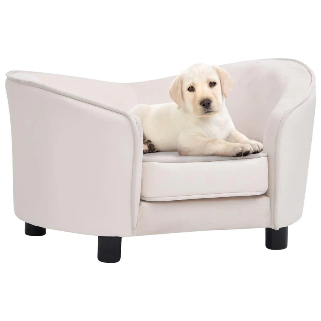 Divano per cani 69 cm in peluche e sintetico crema 02_0000135