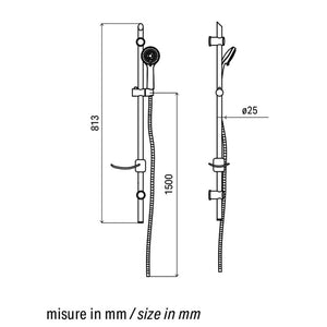 Saliscendi Doccia Anticalcare 5 Getti, Flessibile e Portasapone - Serie Vicenza
