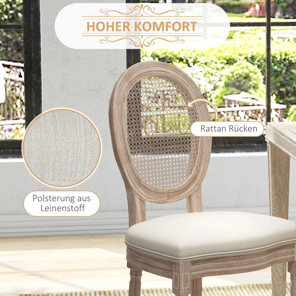 Set di 2 Sedie da Pranzo Vintage con Intreccio Vienna ¨C zephmum ¨C Naturale e Creme