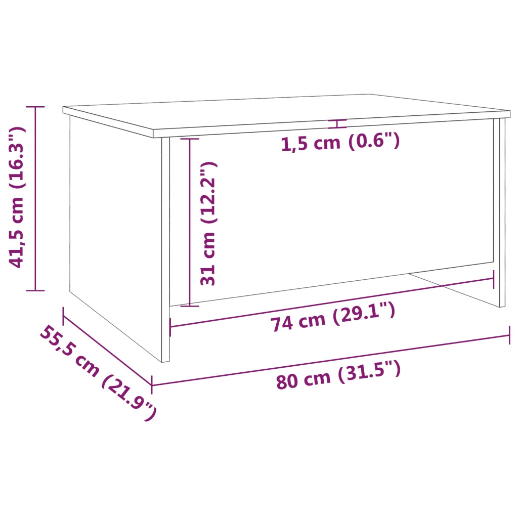 Tavolino Salotto Bianco Lucido 80x55,5x41,5cm Legno Multistrato 809680