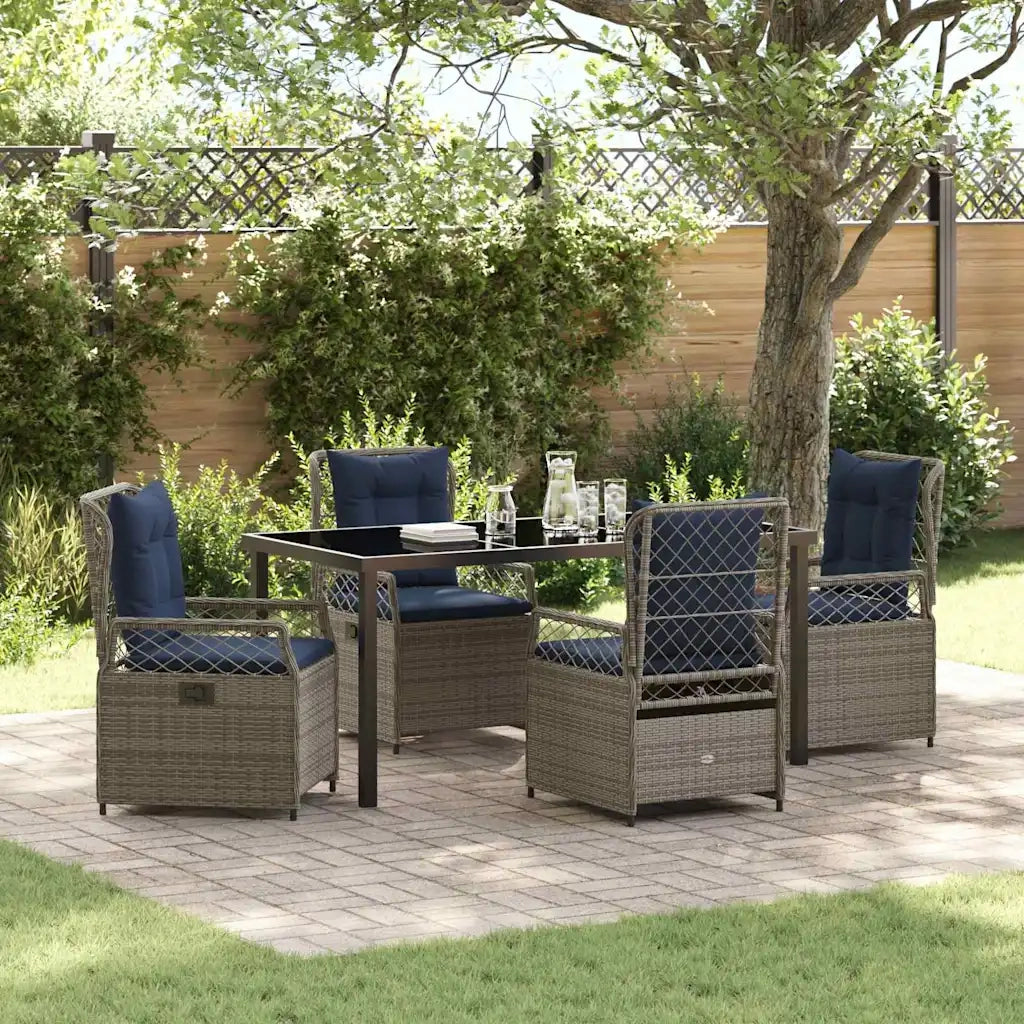 Set da Pranzo per Giardino 5 pcs Grigio polyrattan 3381054