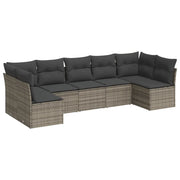 Set Divani da Giardino 7 pz | Set Salotto da Giardino con Cuscini Grigio in Polyrattan
