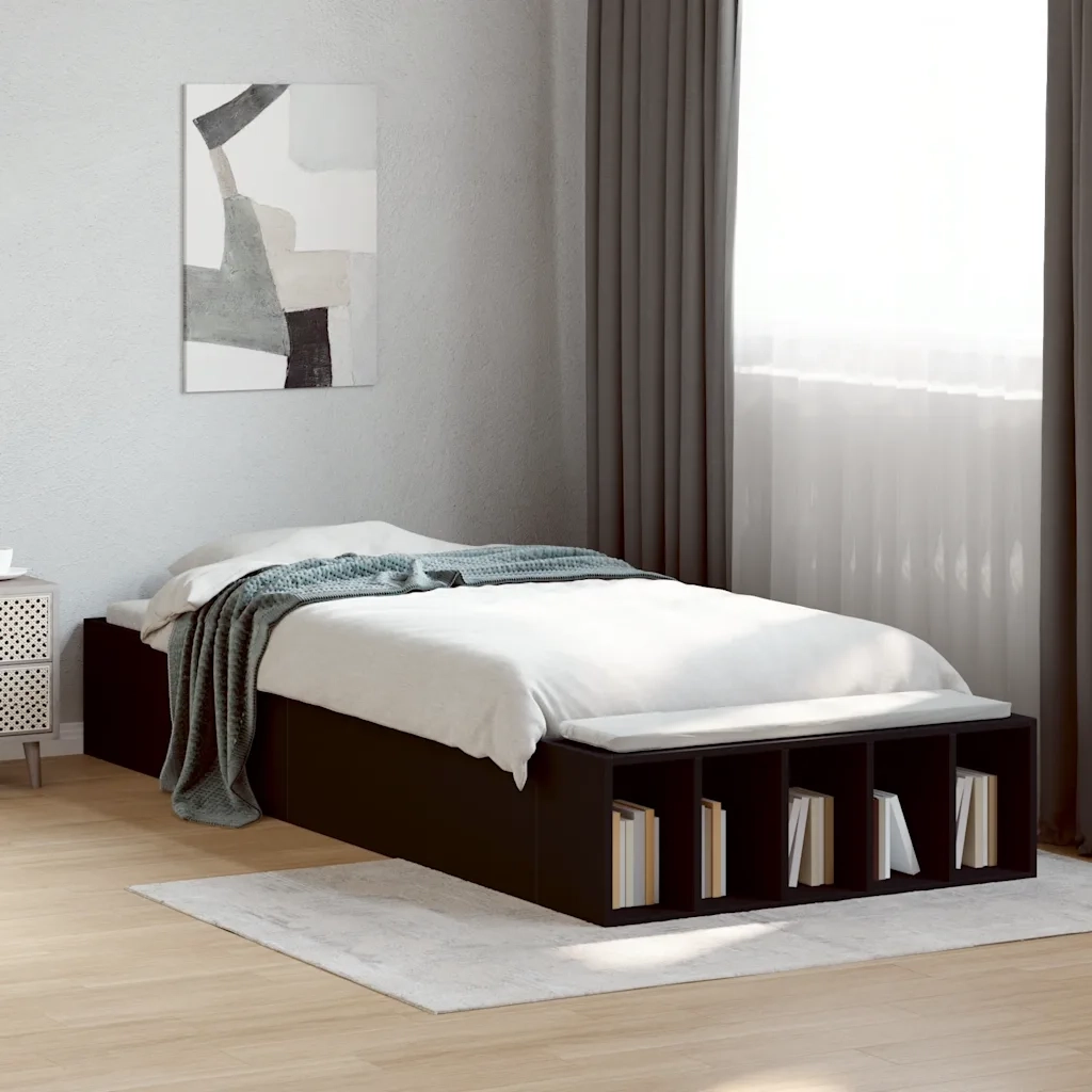 Giroletto-Struttura Letto Nero 75x190 cm in Legno Multistrato 818533