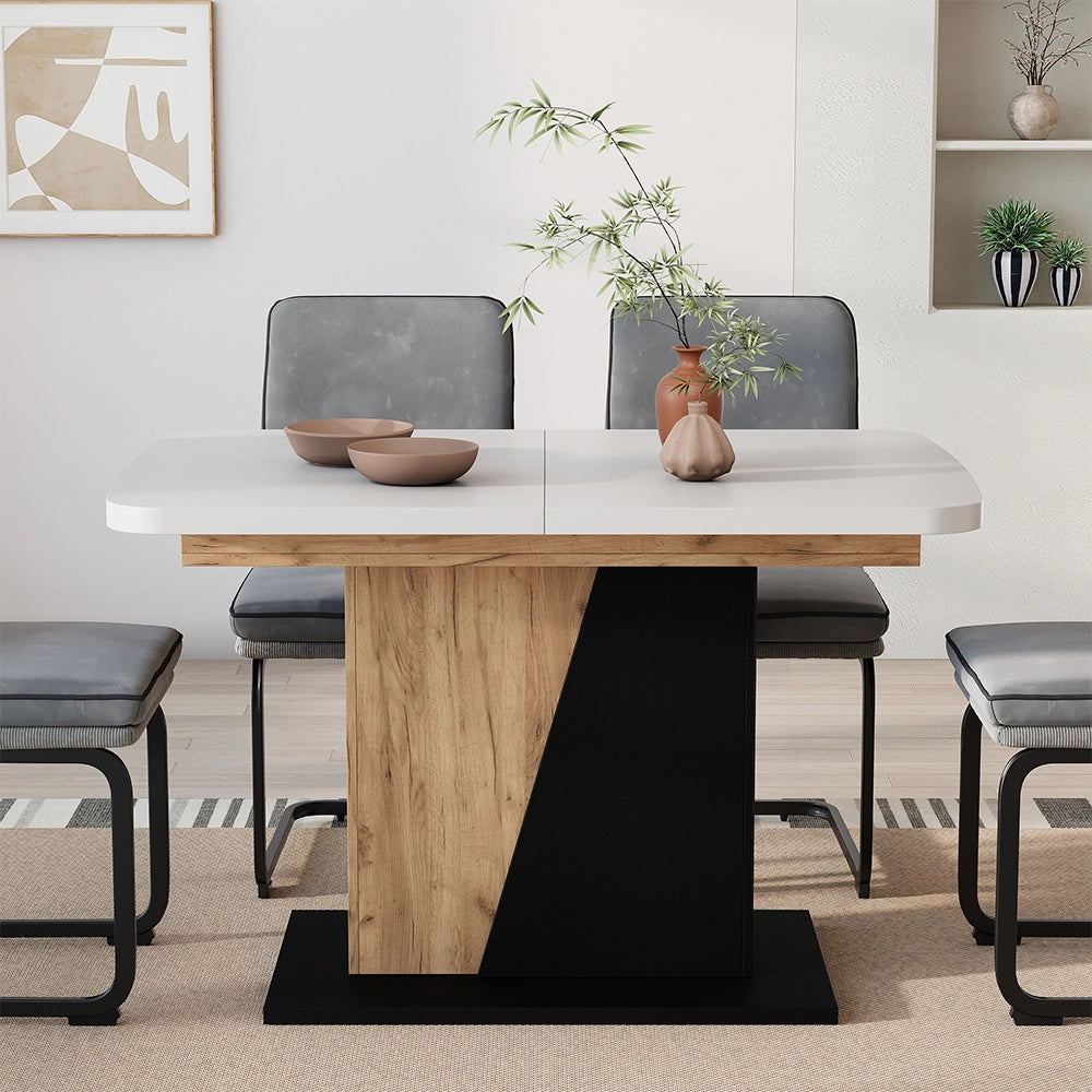 Vicco Tavolo da pranzo Estensibile Rovere bianco/nero/Goldkraft 120/160 x 80 cm Estensibile