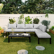 Set da Giardino Modulare 6 Posti con Tavolo ¨C MINIMAL ¨C Polyrattan Grigio