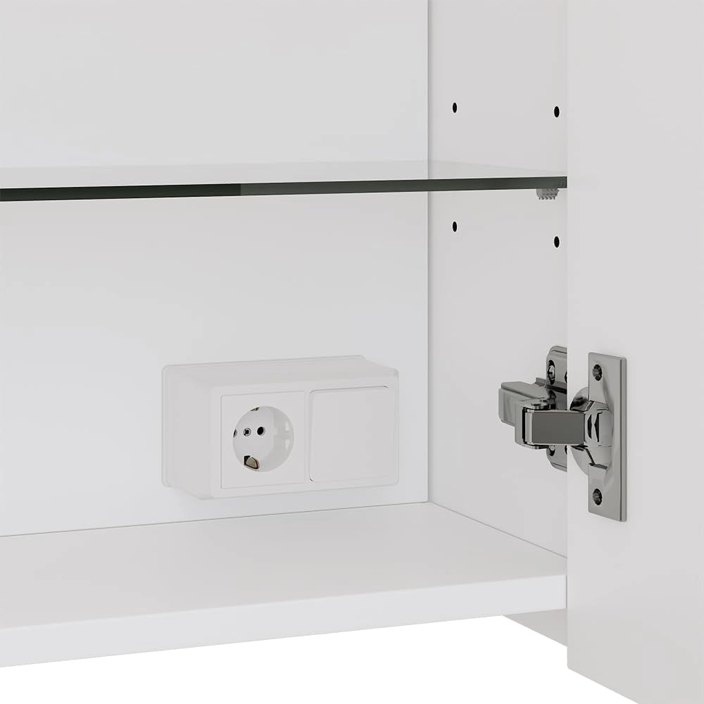 Mobile a specchio per il bagno Lavio, Bianco, 80 x 60 cm con illuminazione a LED