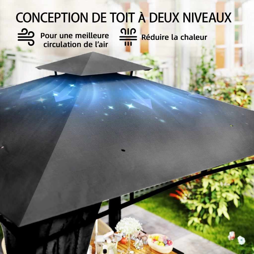 Gazebo da giardino ¨C zephmum ¨C 3x3m grigio antracite