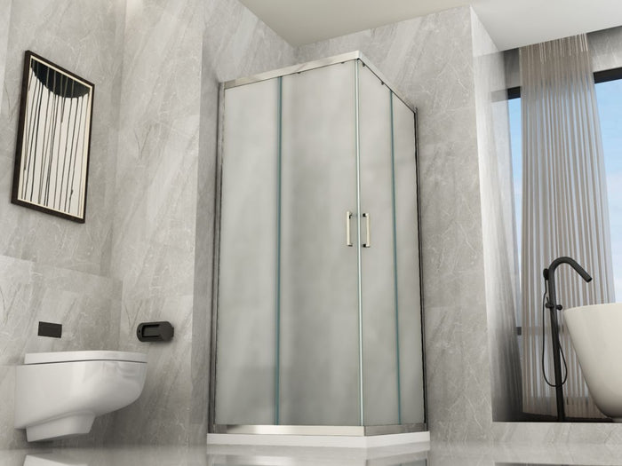 Box doccia Cristallo 6 mm OPACO  apertura Angolare Scorrevole Reversibile - Misura: 90 x 100 x h190 cm