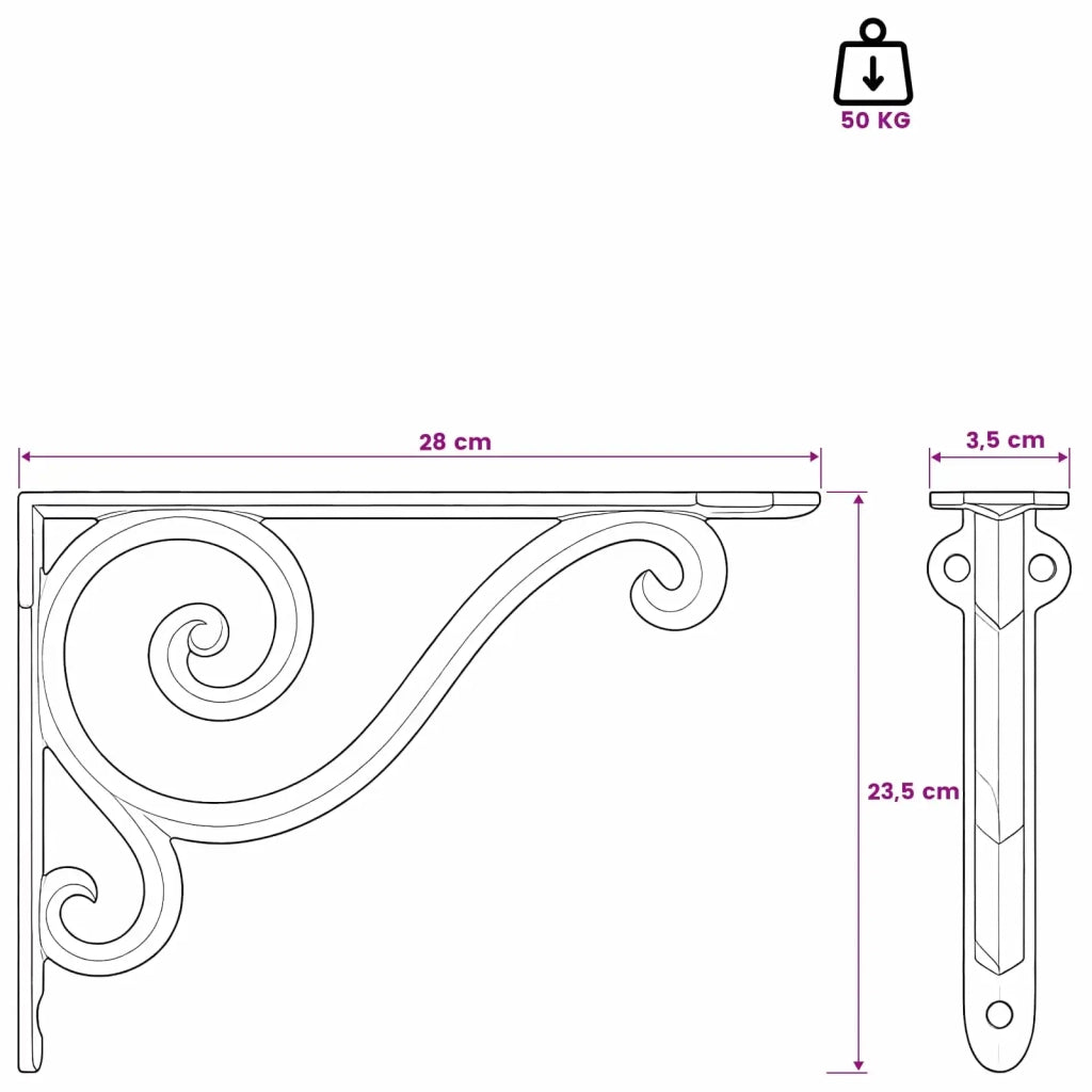 Supporti per mensole da parete 2 pz Bianco Antico 42038873