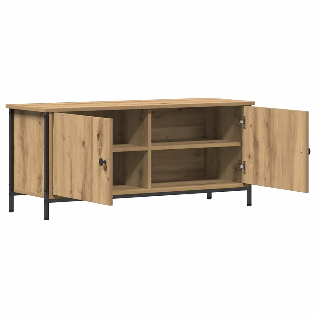 Mobile TV rettangolare moderno con vano contenitore 100 x 35 x 45 cm elegante finitura in legno composito beige 02_0052431