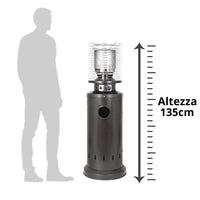 Stufa a Gas da Esterno Riscaldatore Gpl Portatile con Ruote FIRE Cilindro Arredo Riscaldante per Terrazzo Patio G Grigio