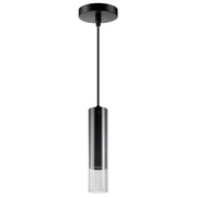 Lampada sospensione tubo nero vetro smoky GU10 Polux
