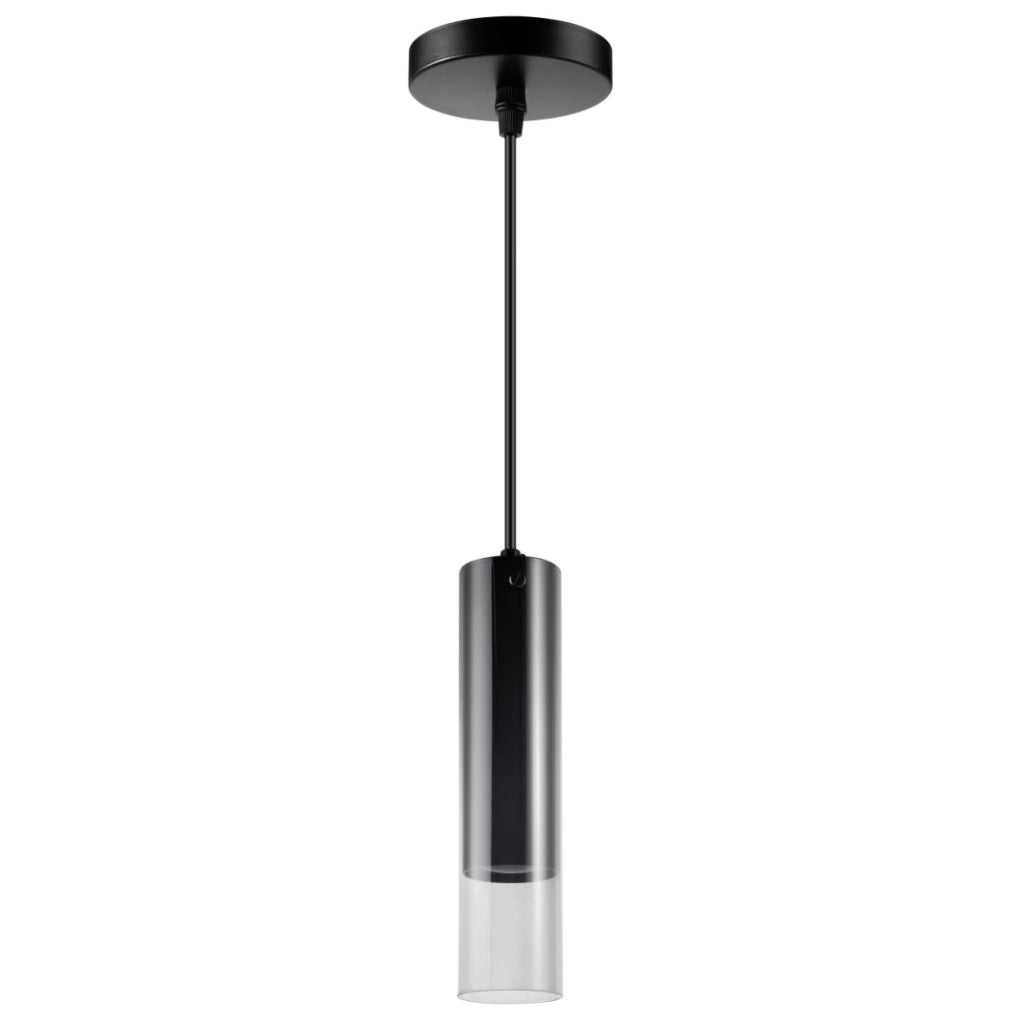 Lampada sospensione tubo nero vetro smoky GU10 Polux