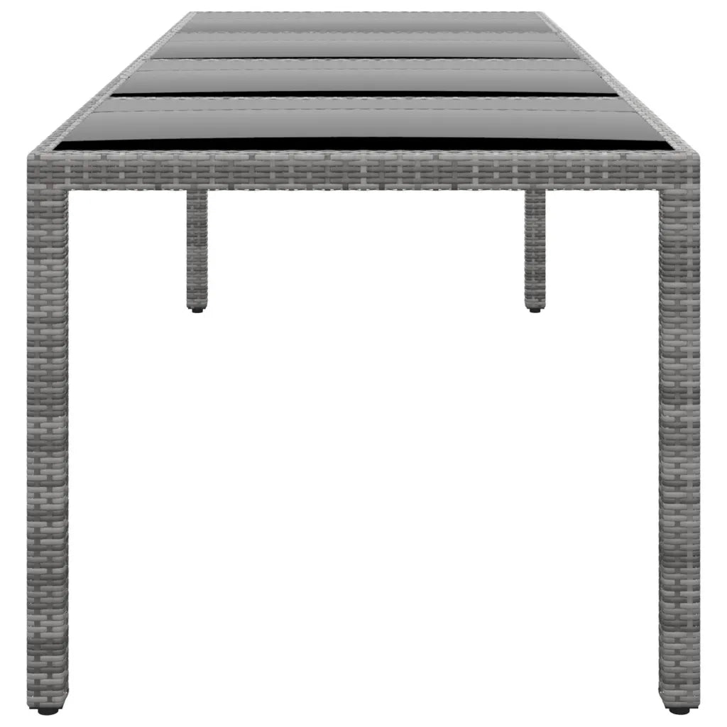 Tavolo Giardino Grigio 250x100x75cm Vetro Temperato Polyrattan 310593