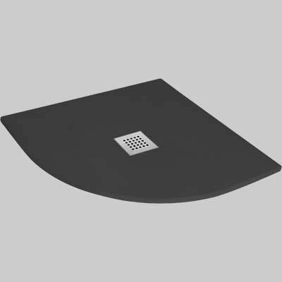 PIATTO DOCCIA SEMICIRCOLARE EFFETTO PIETRA ANTRACITE  80X80 cm     MADE IN ITALY