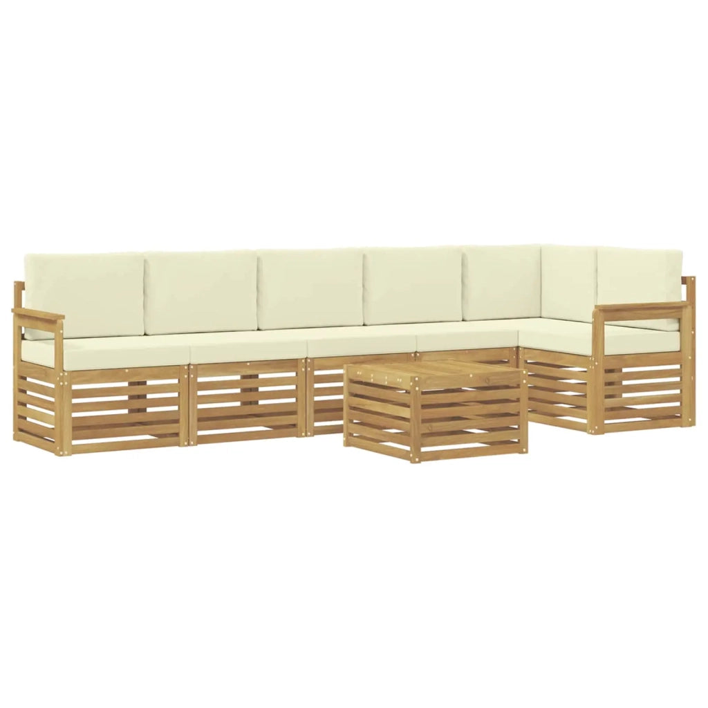 Set di divani da esterno 7 pcs Bianco e Crema 59 x 59 x 37 cm